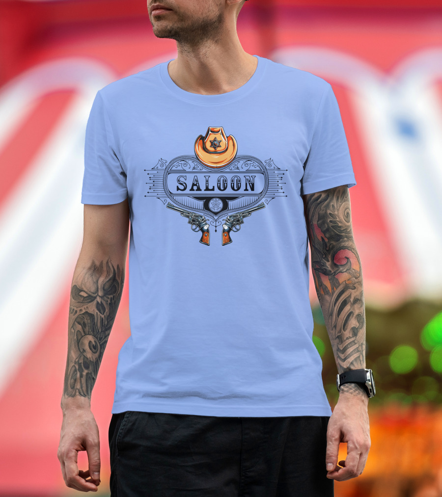 Saloon Cowboy Hat And Revolvers Vintage Western T-Shirt