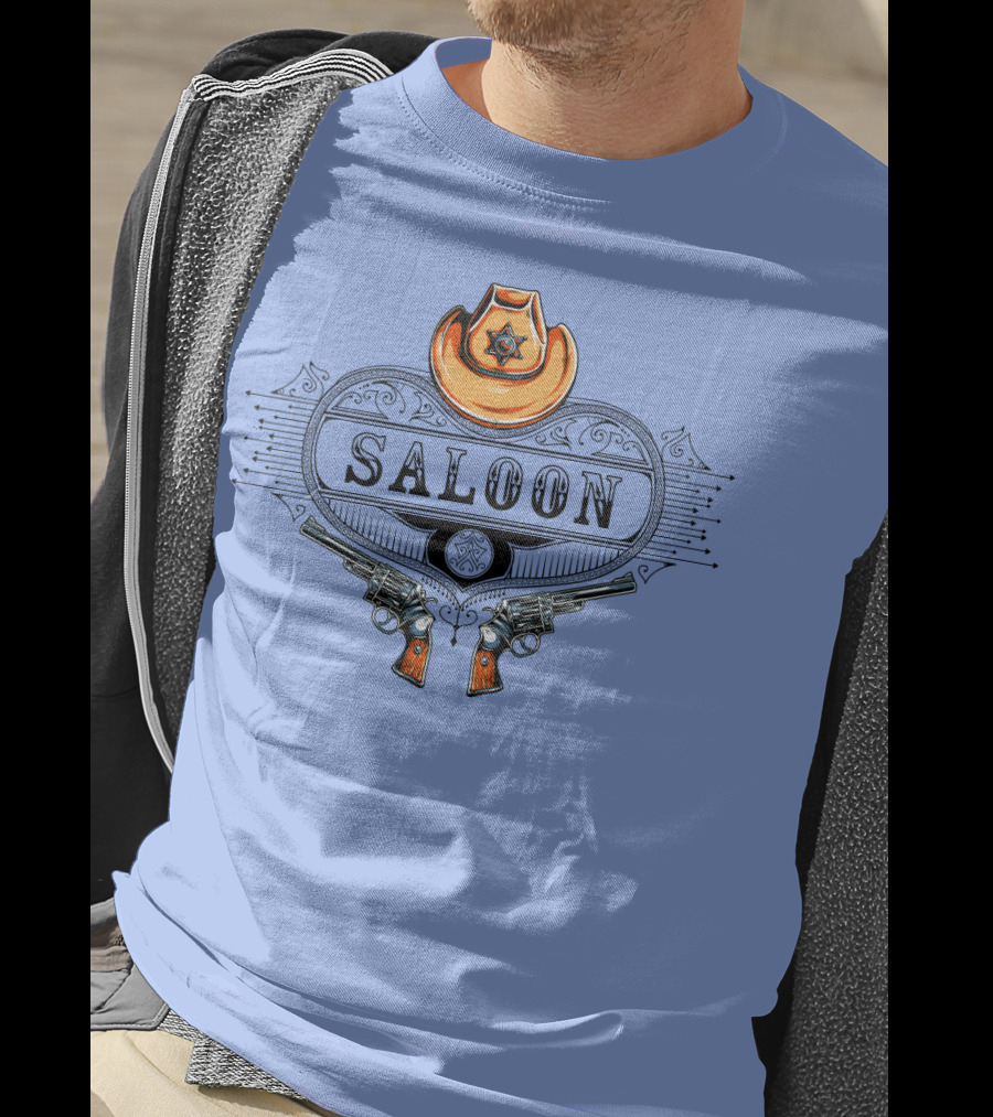 Saloon Cowboy Hat And Revolvers Vintage Western T-Shirt