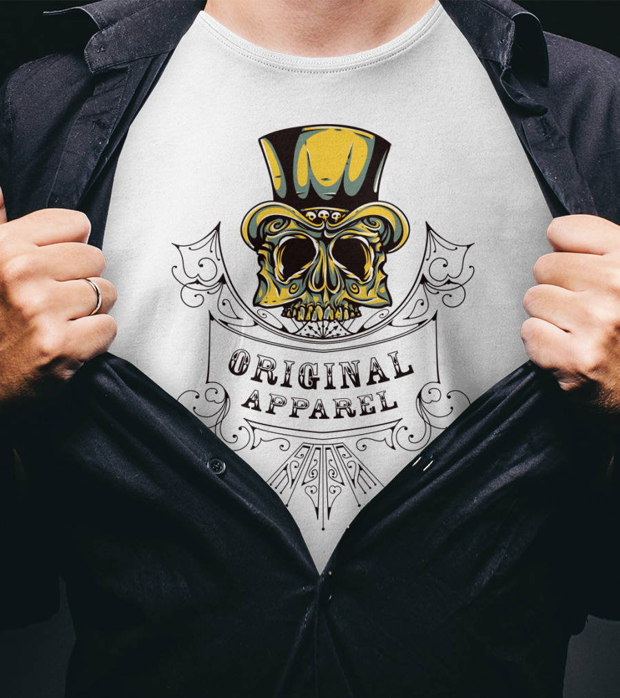 Original Apparel Skull With Top Hat T-Shirt