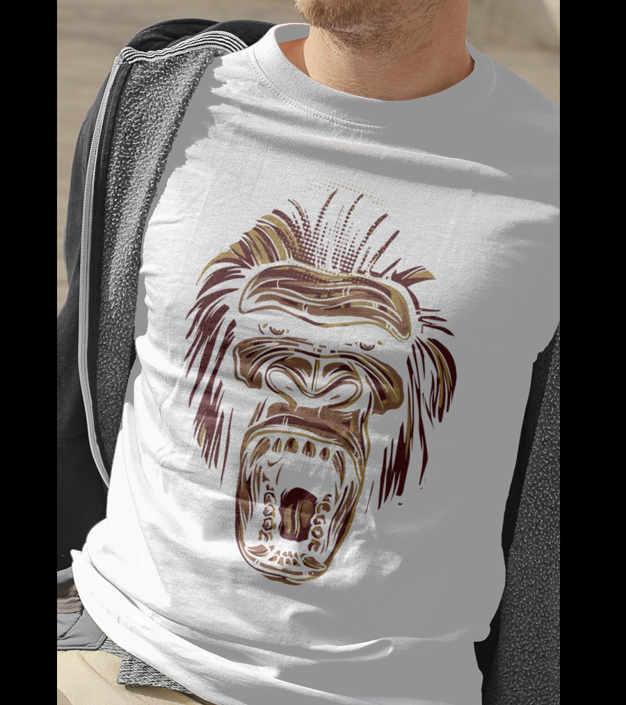 Oooppeww Roaring Gorilla Face T-Shirt