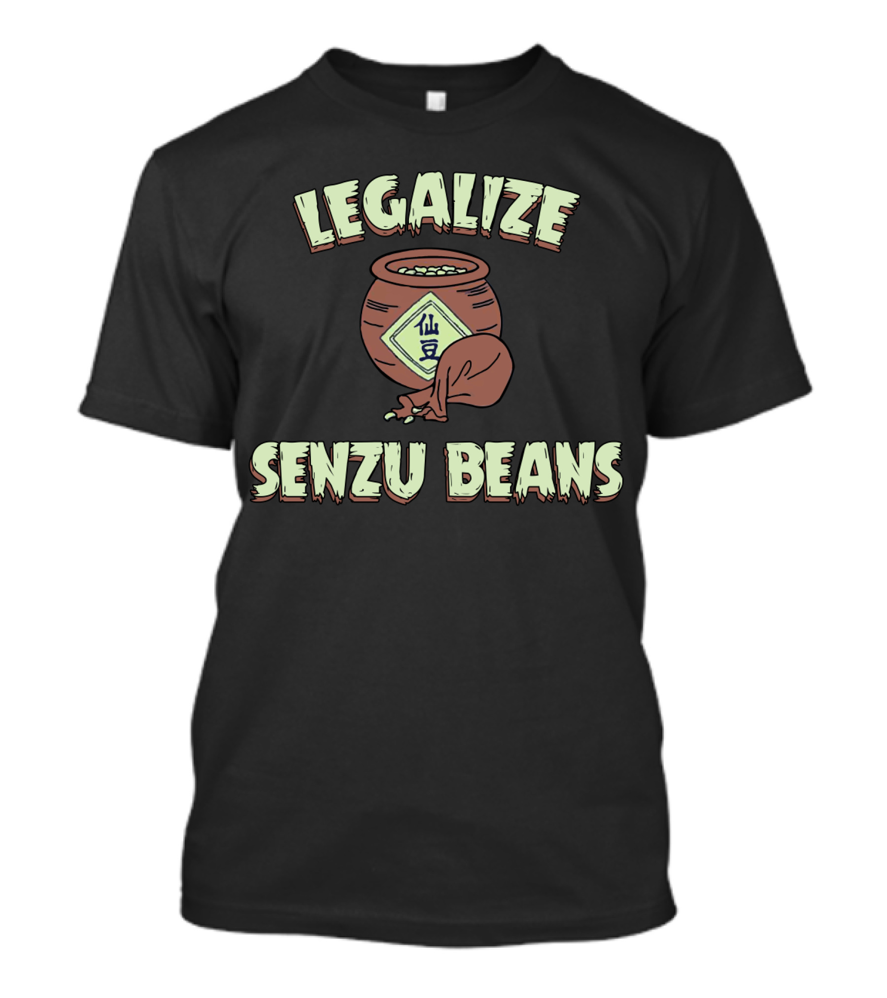Legalize Senzu Beans Pot Icon With Japanese Kanji T-Shirt