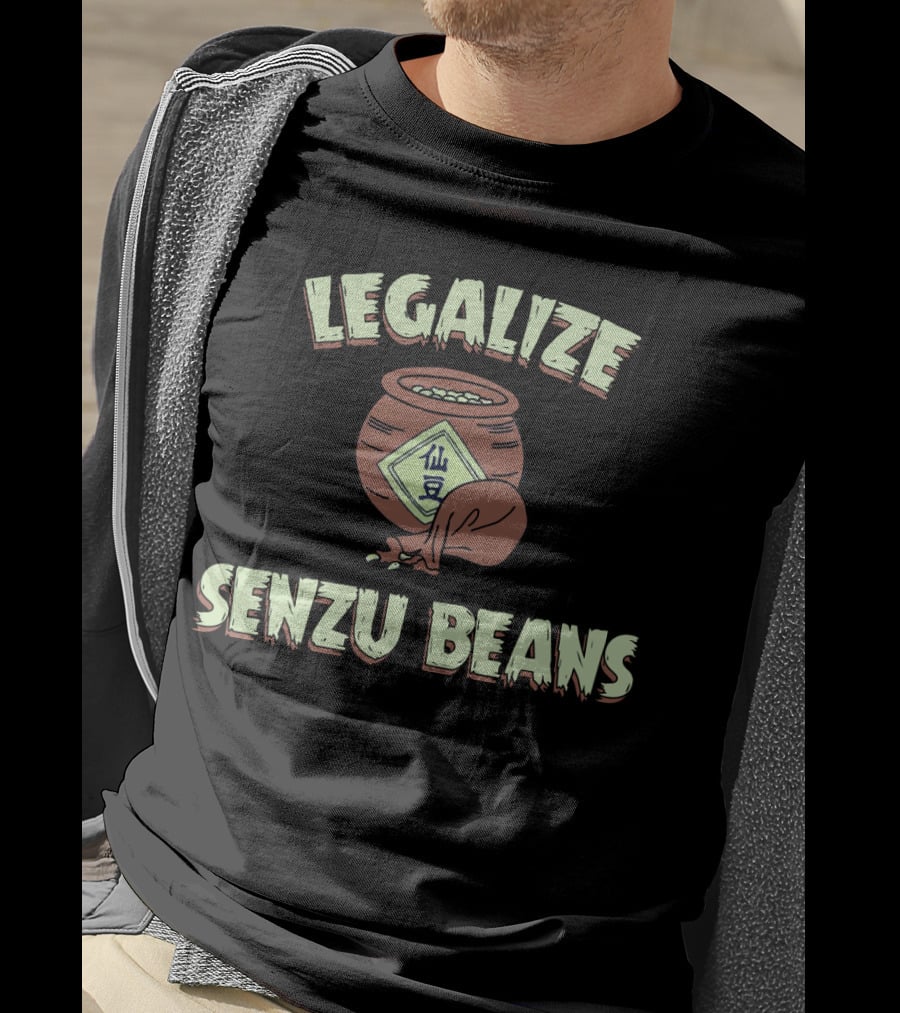 Legalize Senzu Beans Pot Icon With Japanese Kanji T-Shirt