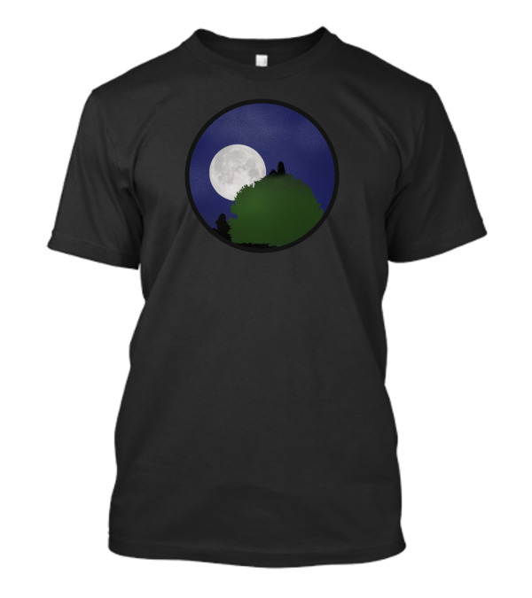 Moongazing From The Treetop With Full Moon And Silhouette Under Night Sky T-Shirt