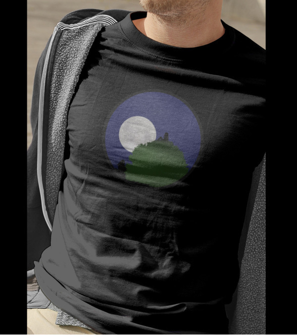 Moongazing From The Treetop With Full Moon And Silhouette Under Night Sky T-Shirt
