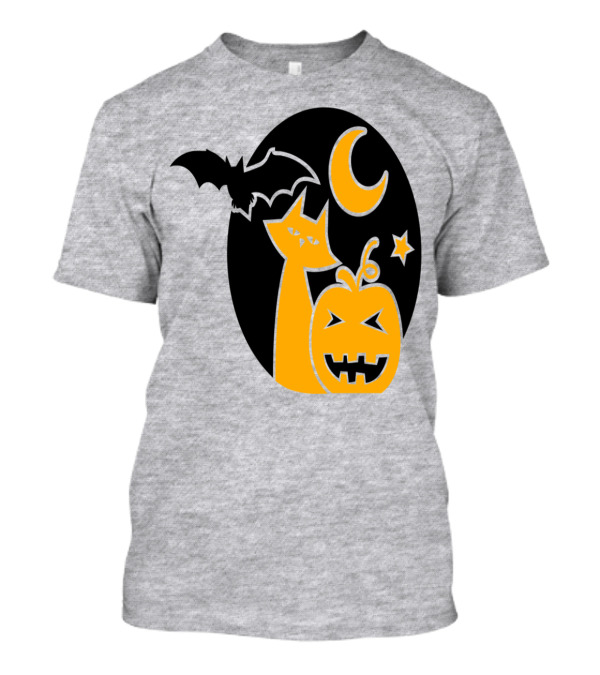 Halloween Circle Bat Cat Pumpkin Moon Star T-Shirt