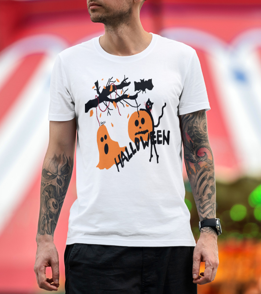 Halloween Cat Pumpkin Ghost T-Shirt