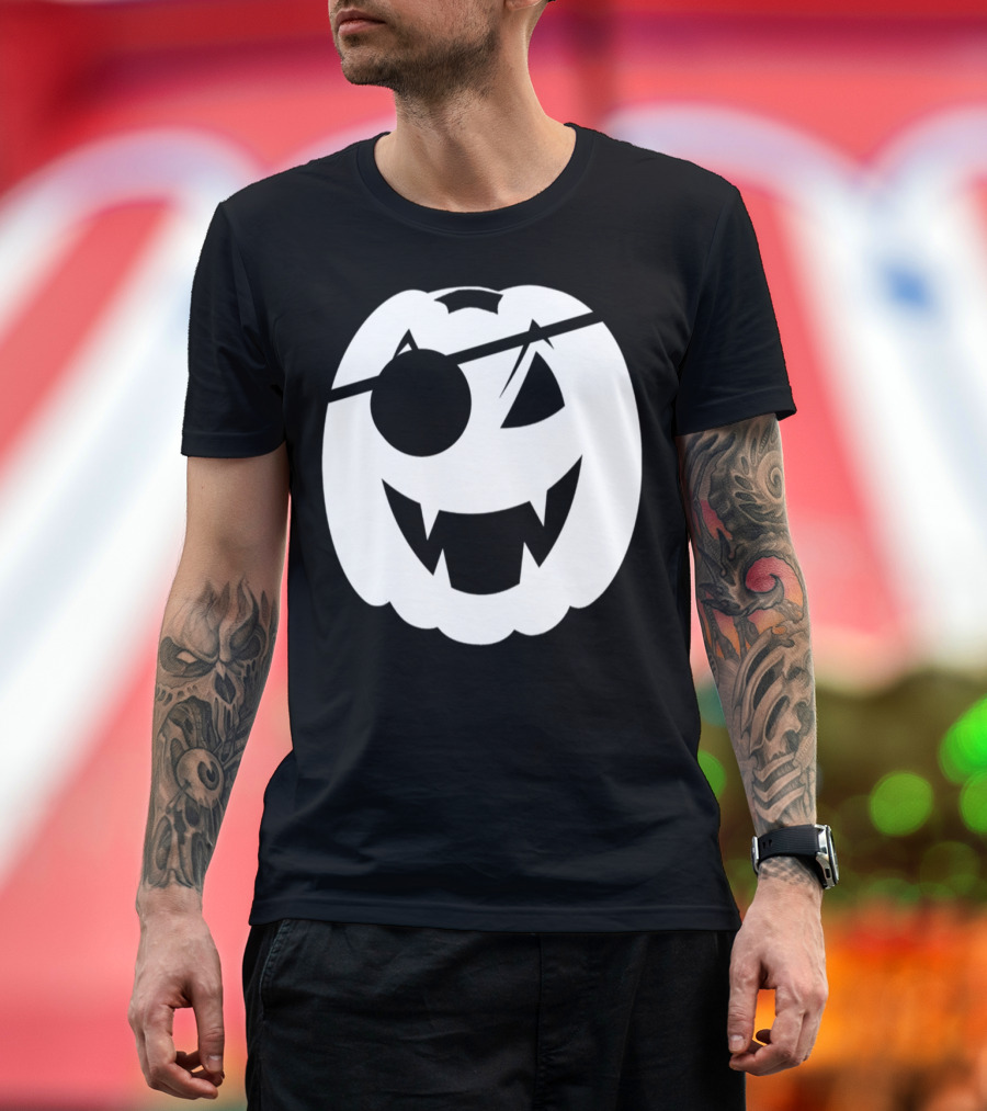 Pumpkin Pirate Eyepatch Jack-O'-Lantern Halloween T-Shirt