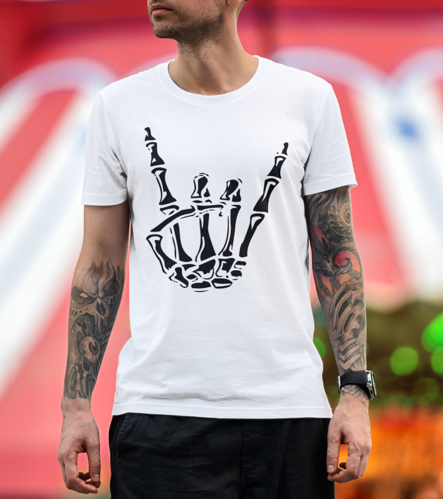 Rock On Skeleton Hand T-Shirt