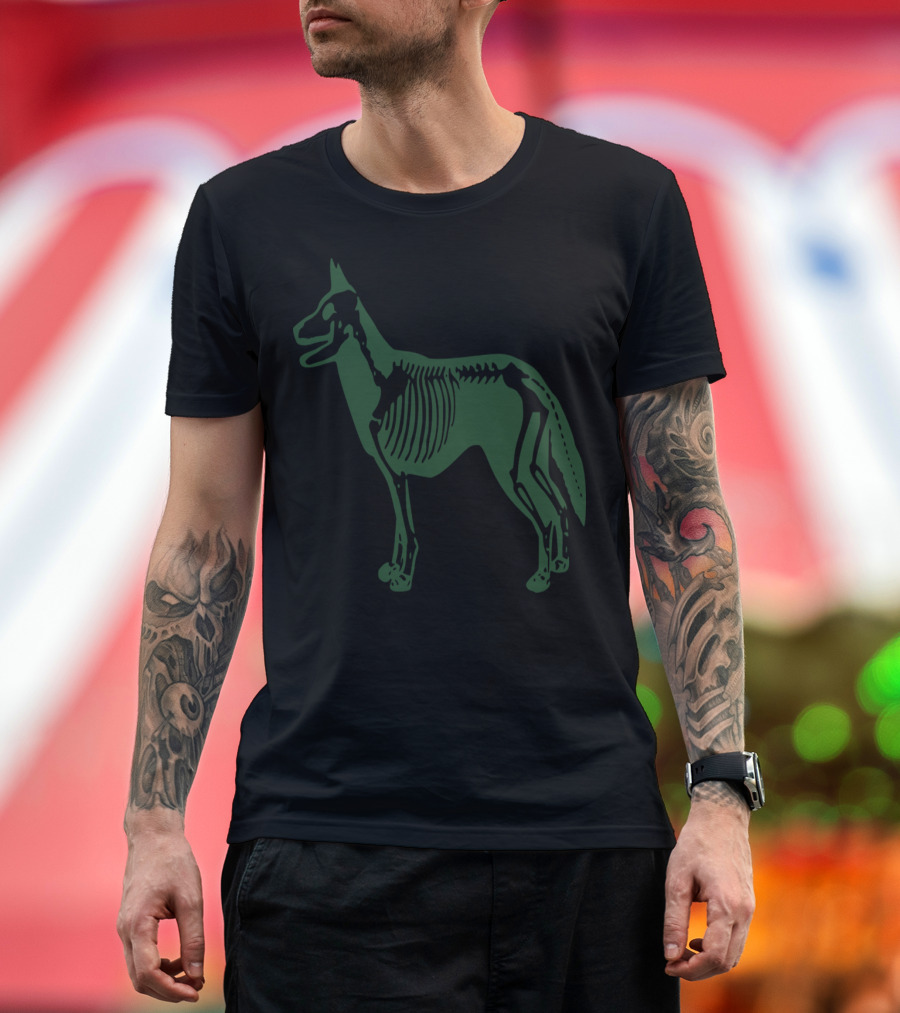 Dog Bones Skeleton Green Canine T-Shirt