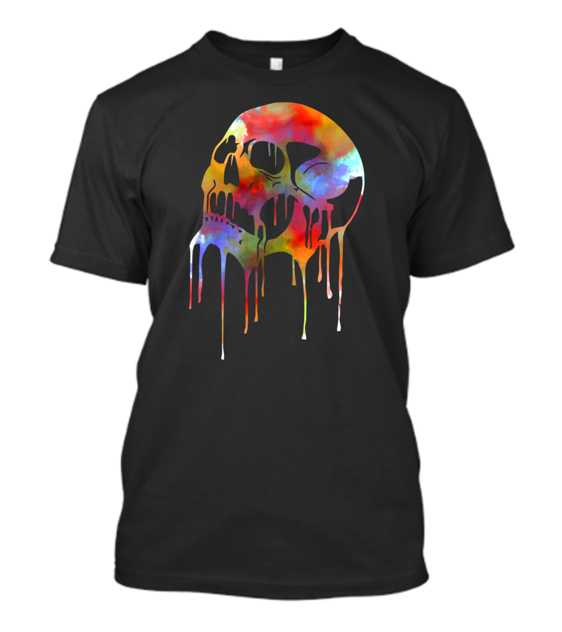 Colorful Melting Skull Psychedelic Dripping Spectrum T-Shirt