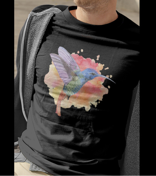 Colorful Rainbow Hummingbird Spring Bird Summer Watercolor T-Shirt