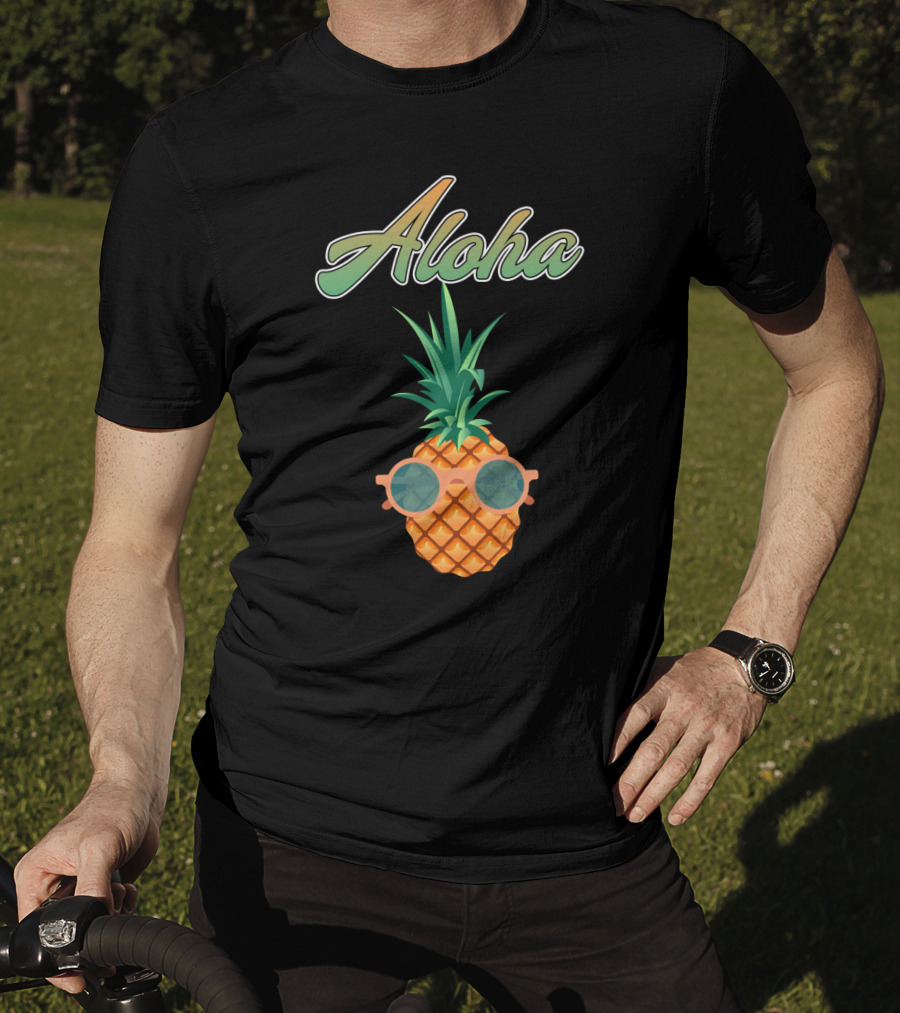 Aloha Cool Colorful Pineapple With Sunglasses T-Shirt