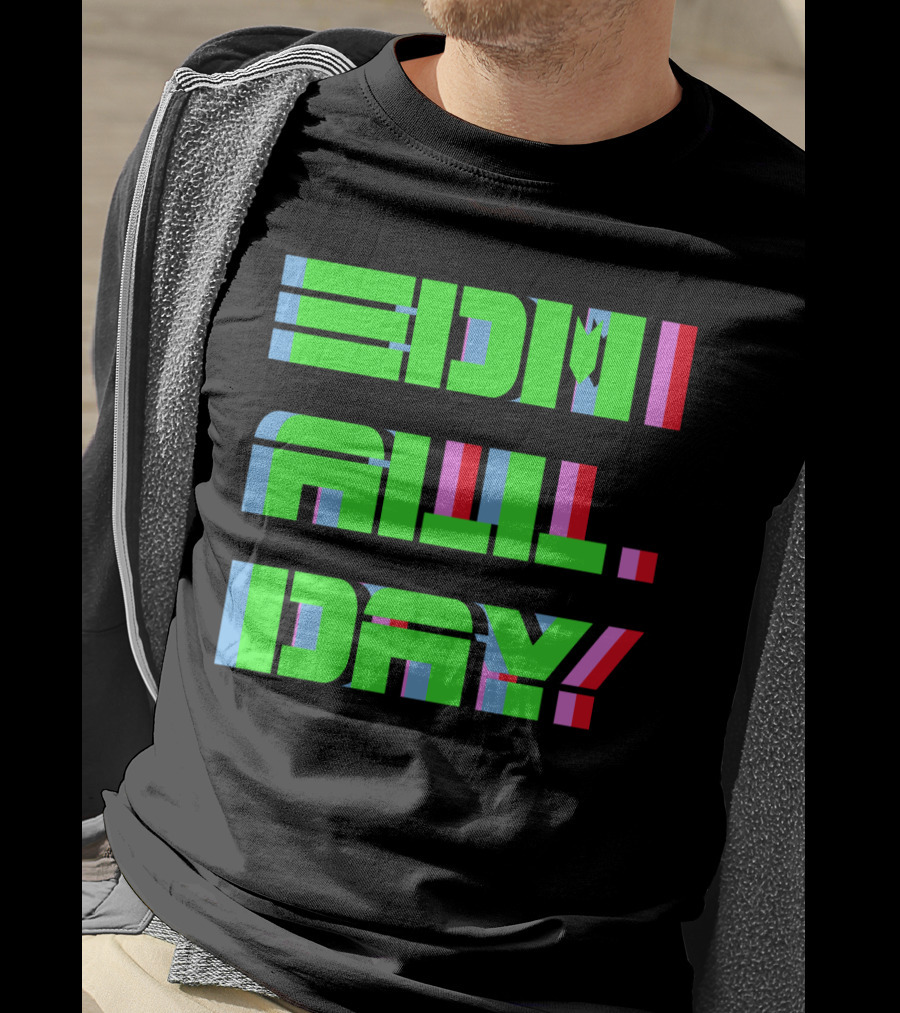 EDM All Day Neon Anaglyph Style Rave T-Shirt