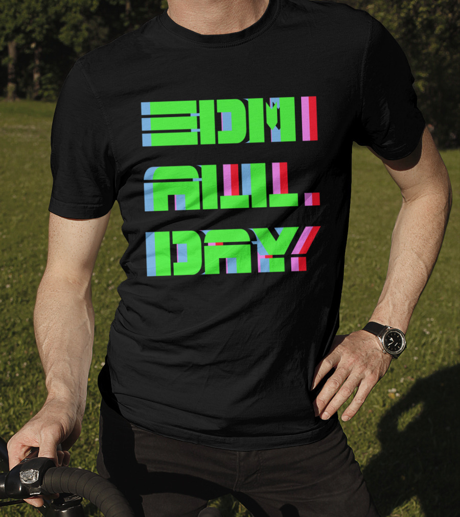 EDM All Day Neon Anaglyph Style Rave T-Shirt