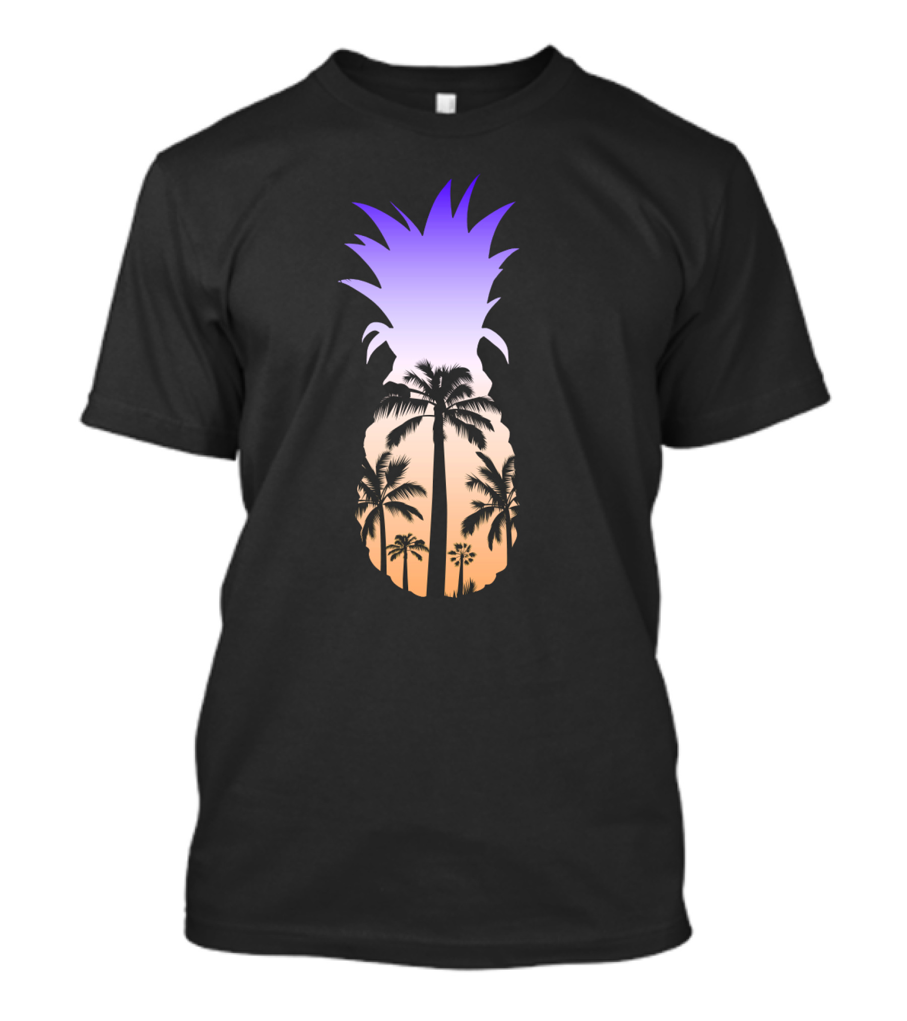 Pineapple Palm Tree Beach Sunset Scene T-Shirt