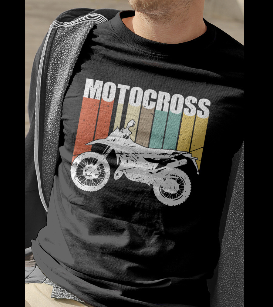 Motocross Vintage Dirt Bike Retro Stripes T-Shirt