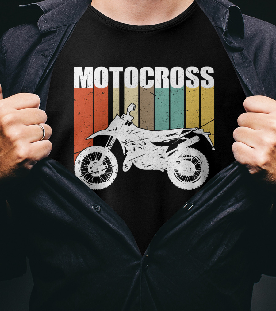Motocross Vintage Dirt Bike Retro Stripes T-Shirt