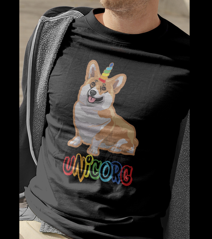 Corgi Dog Cute Unicorg Unicorn Rainbow Horn T-Shirt
