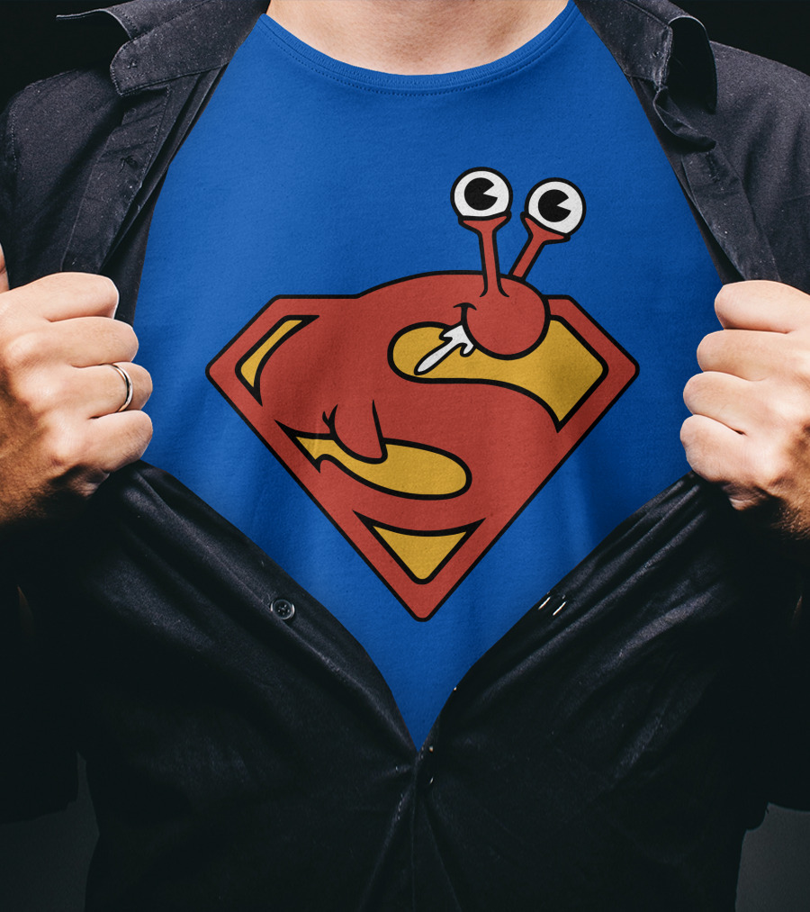 SuperSlug Funny Parody Red And Yellow Logo With Big Eyes T-Shirt
