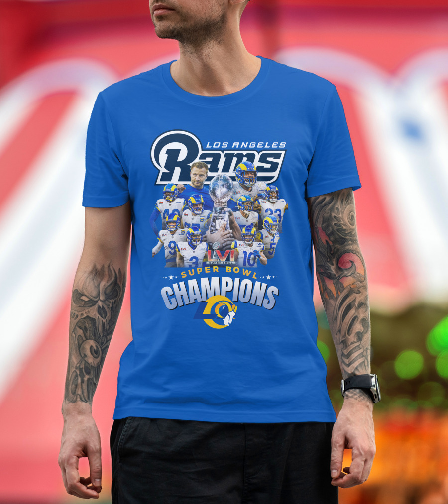 Los Angeles Rams Super Bowl Champions LVI Trophy Team T-Shirt