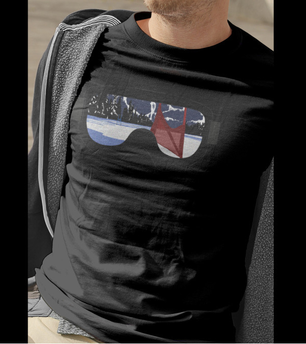 Snowy Mountain Ski Racing Scene Reflected In Goggles DopeyArt T-Shirt