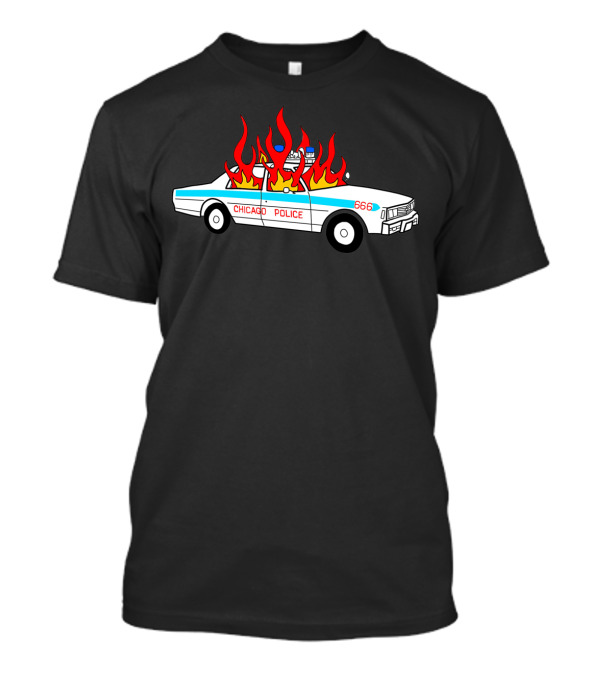 Chicago Police Car On Fire With 666 Flames T-Shirt