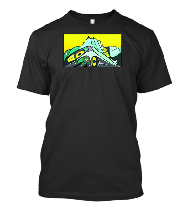 Chilkat Mountain Abstract Eagle Tribal Art With Yellow Sky T-Shirt