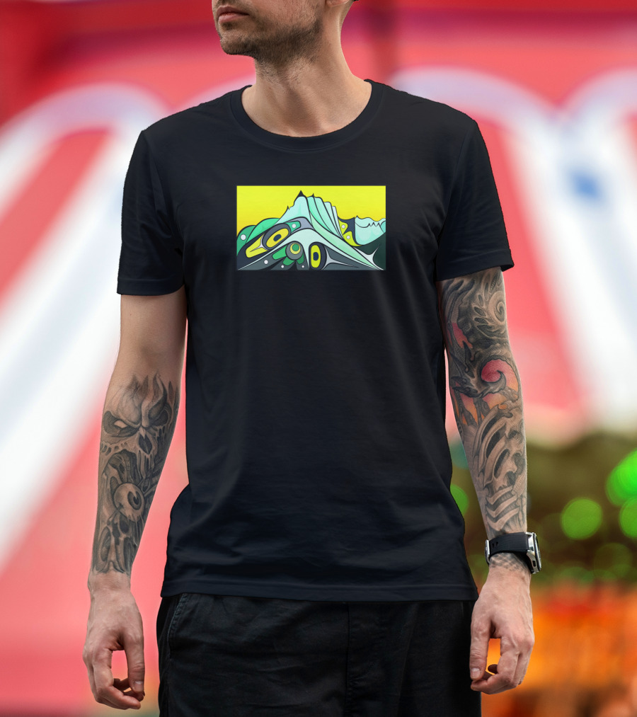 Chilkat Mountain Abstract Eagle Tribal Art with Yellow Sky T-Shirt