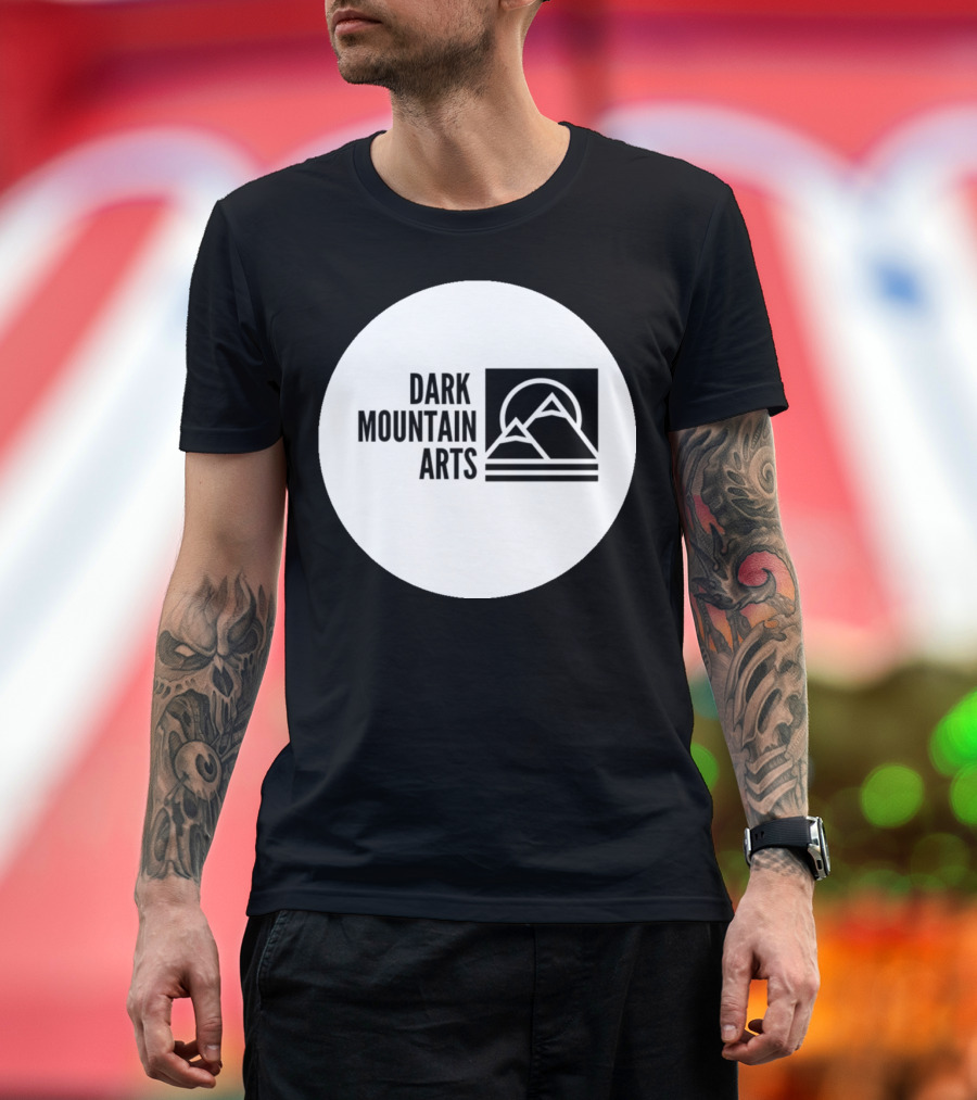 Dark Mountain Arts Minimalist Peaks Logo in Monochrome Circle T-Shirt