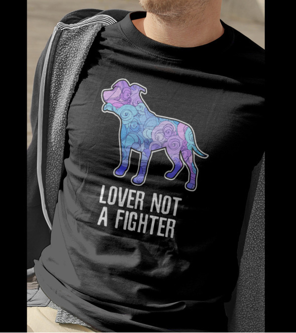 Lover Not A Fighter Colorful Dog Silhouette With Swirled T-Shirt