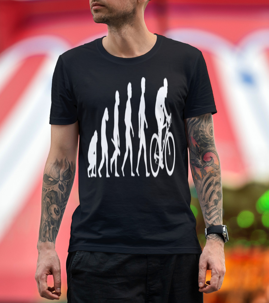 Evolution Cyclist Journey from Ape to Biking Enthusiast T-Shirt