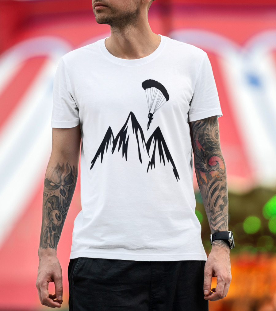 Parachuting Adventure Over Mountain T-Shirt
