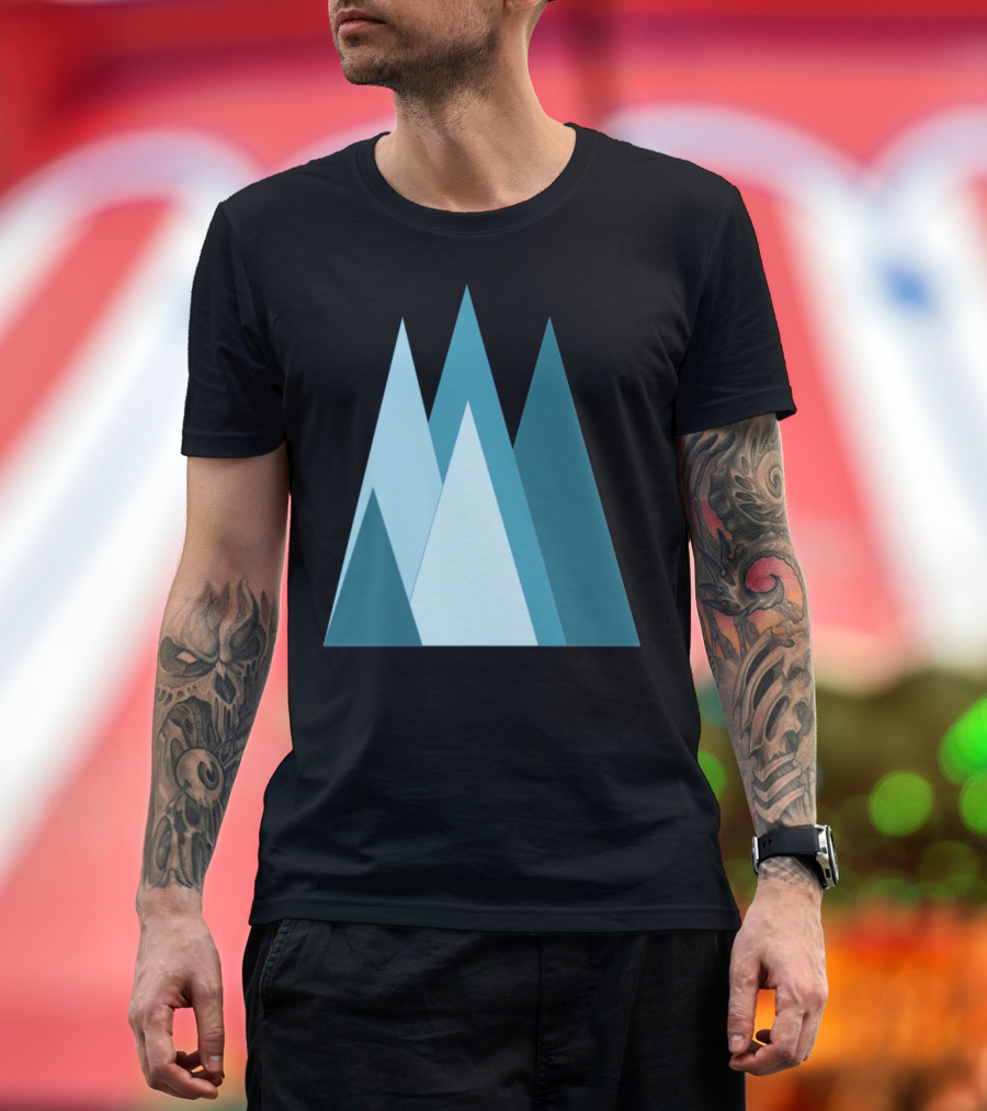 Geometric Mountain Triangles Blue Abstract Peaks T-Shirt