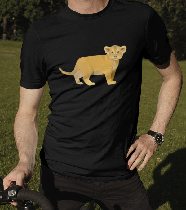 Adorable Lion Cub Low-Poly Triangular Geometric T-Shirt