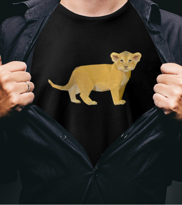 Adorable Lion Cub Low-Poly Triangular Geometric T-Shirt