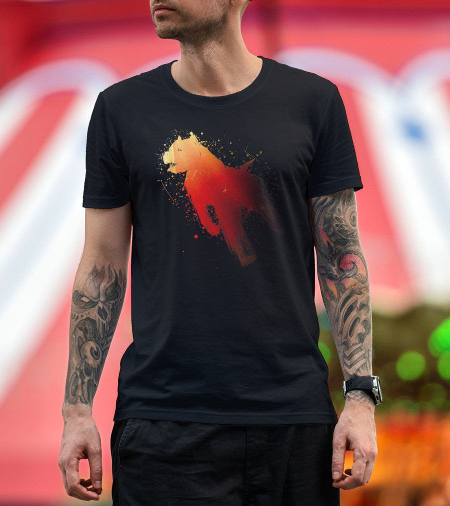 Dynamic Splash Art Canine in Vibrant Motion T-Shirt