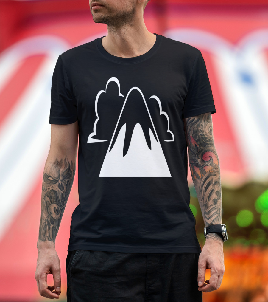 Mountain And Clouds Silhouette Graphic Nature Motif T-Shirt