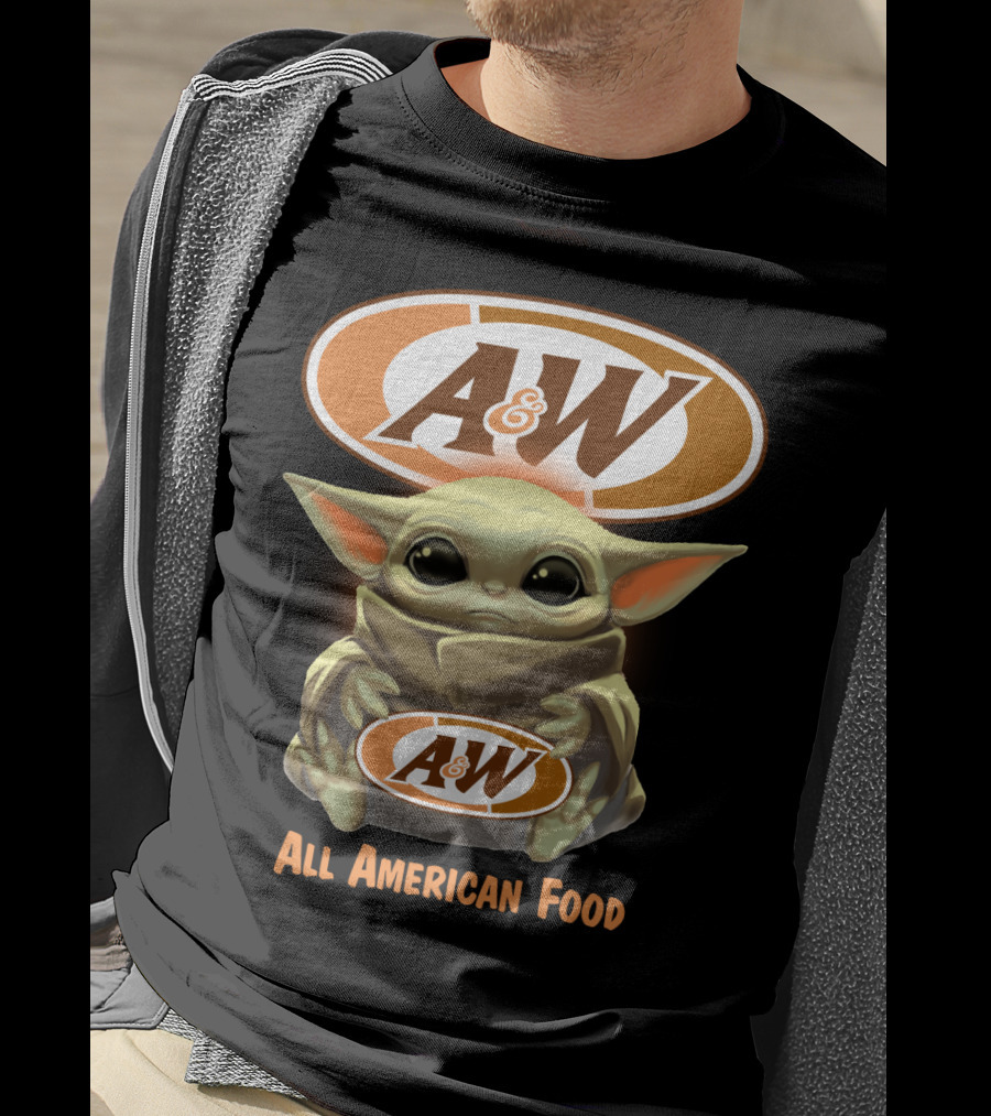 Baby Yoda Holding A&W All American Food T-Shirt