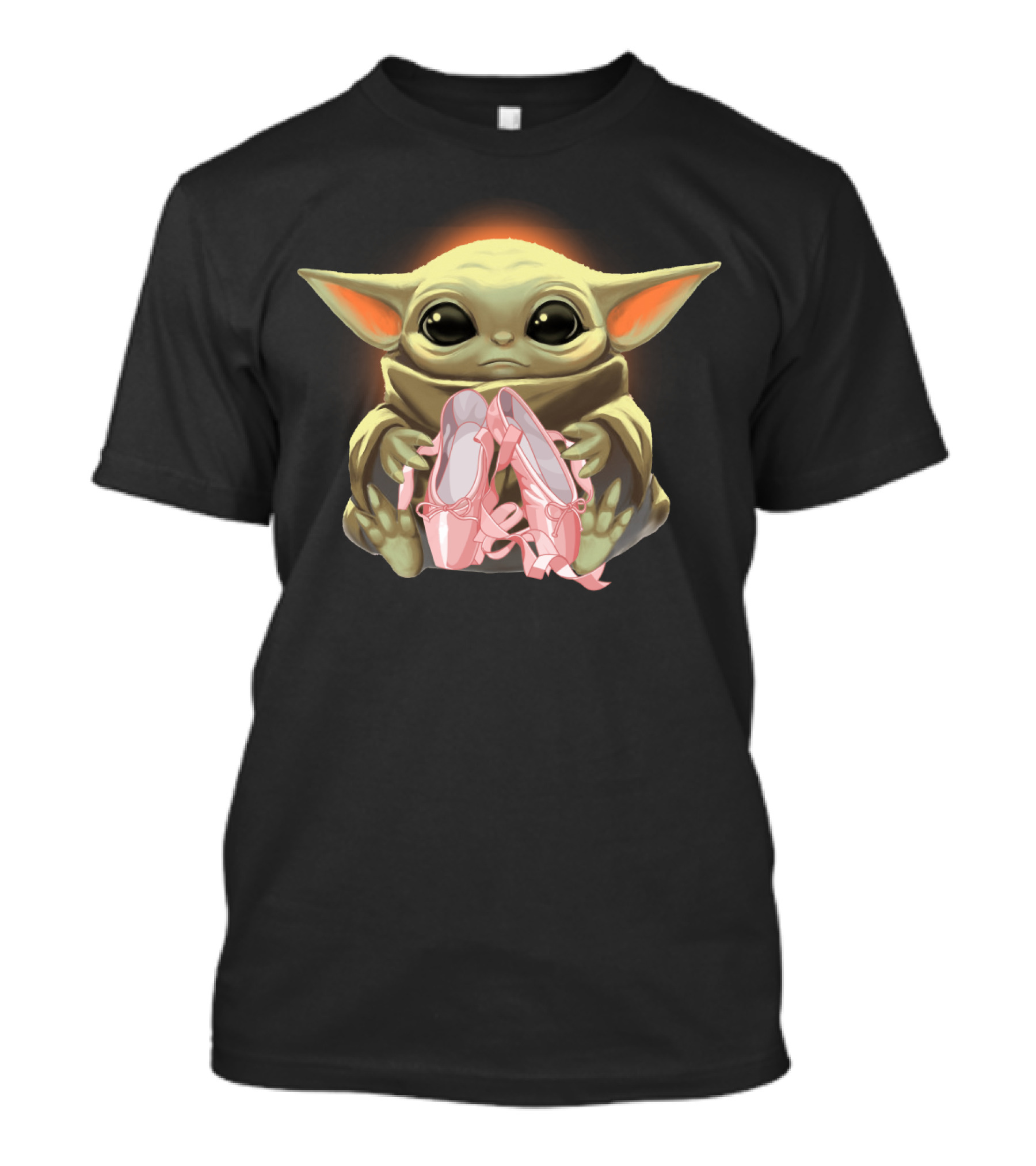 Baby Yoda Hug Pink Ballet Shoes T-Shirt