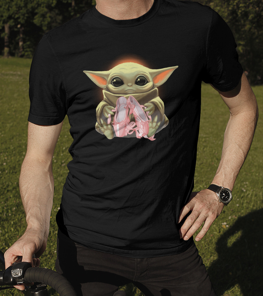 Baby Yoda Hug Pink Ballet Shoes T-Shirt