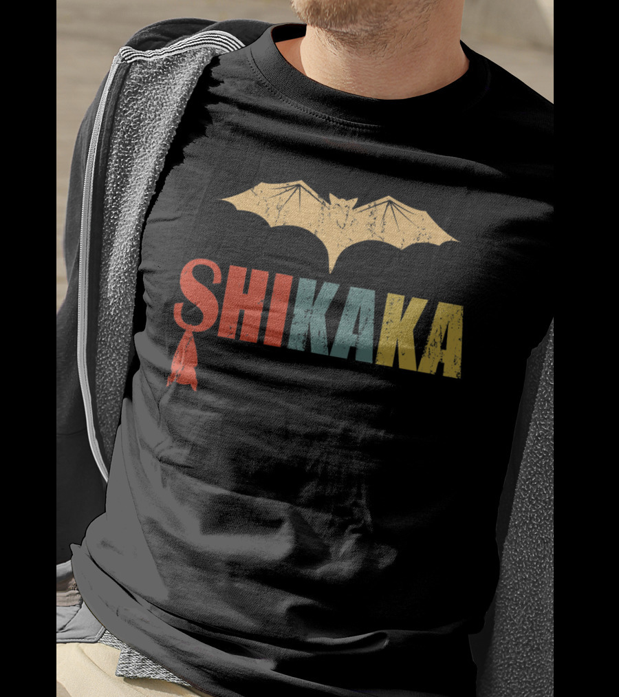 SHIKAKA Bat Silhouette T-Shirt