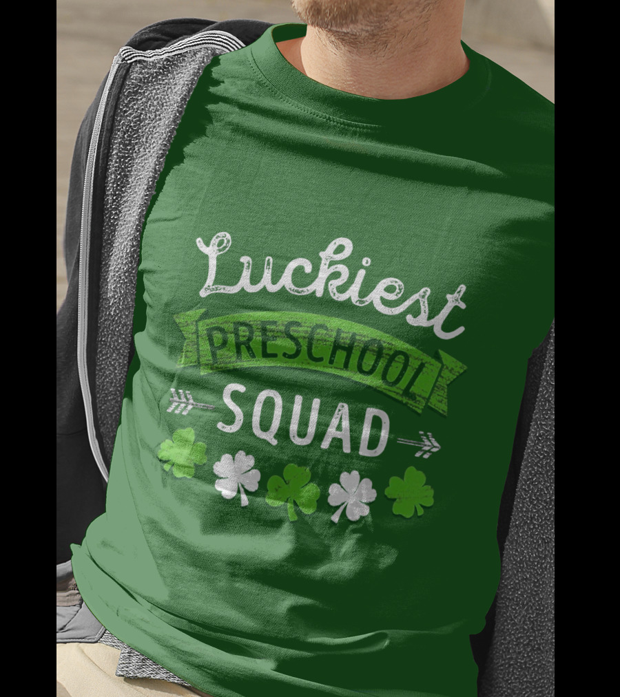 Luckiest Preschool Squad St Patricks Day Shamrocks T-Shirt
