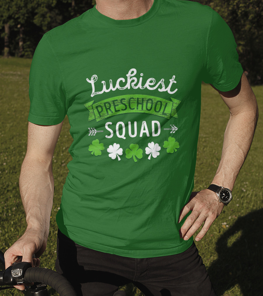 Luckiest Preschool Squad St Patricks Day Shamrocks T-Shirt