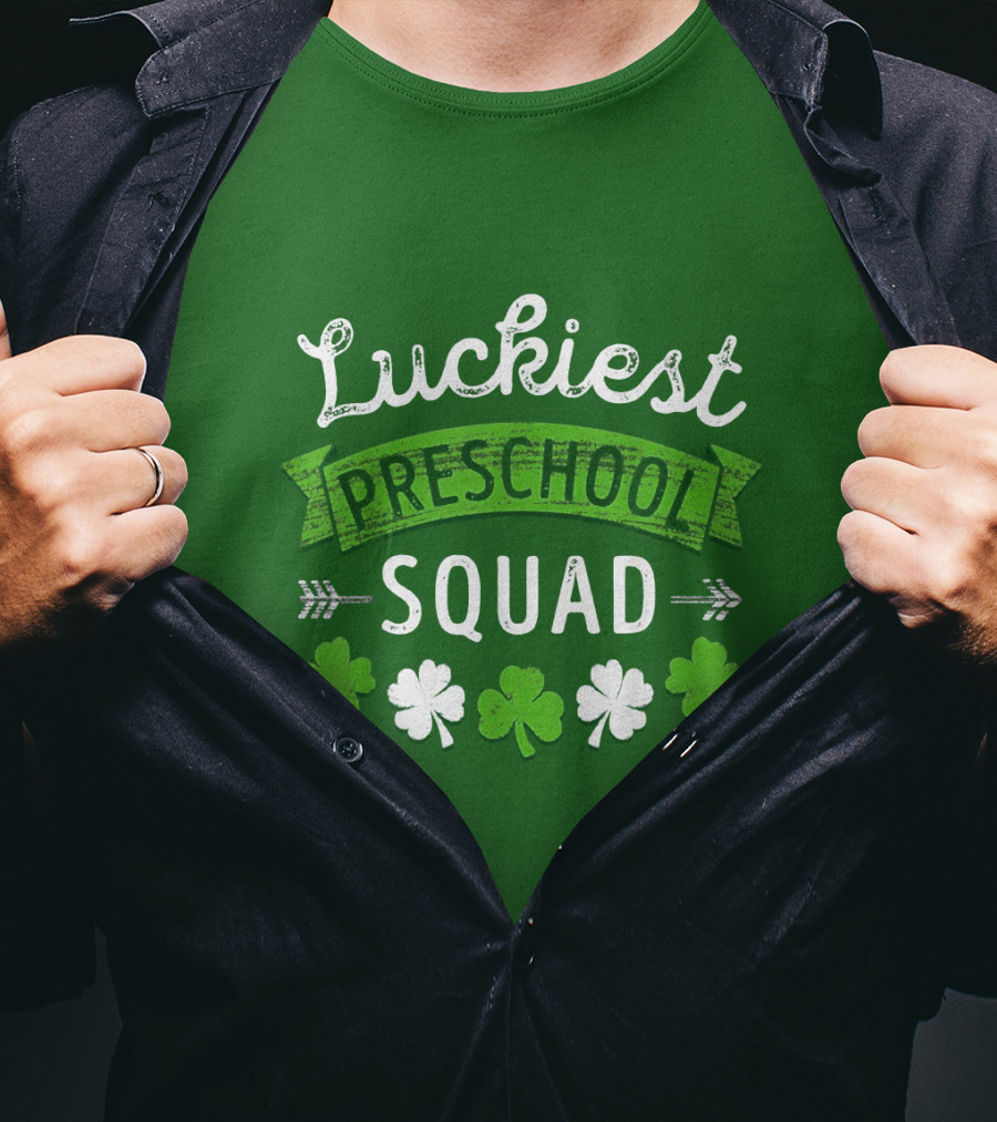 Luckiest Preschool Squad St Patricks Day Shamrocks T-Shirt