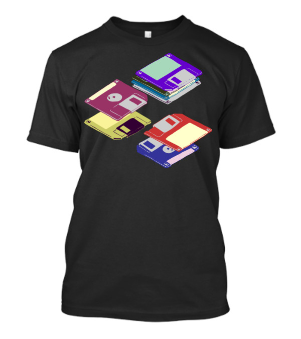 Retro Floppy Disks Colorful Stack In 80s Technology T-Shirt