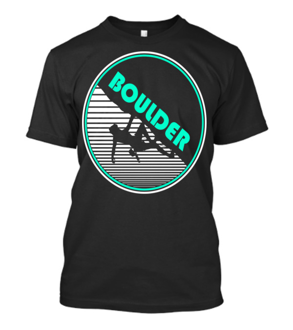 Boulder Climbing Mountain Silhouette With Retro Stripes T-Shirt