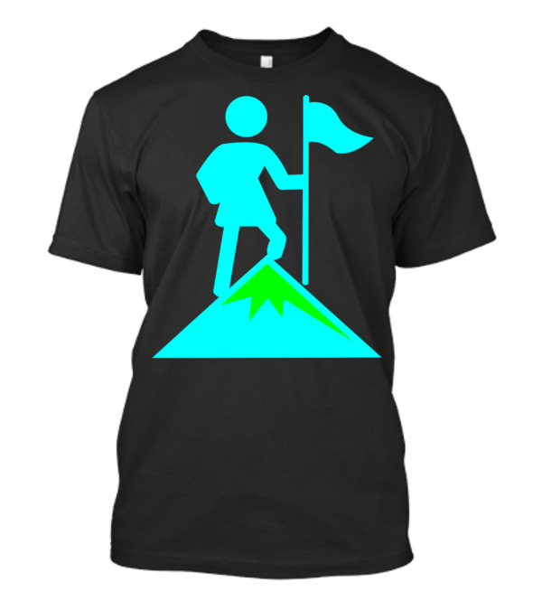 Mountain Flag Victory With Climbers Iconic Pose T-Shirt