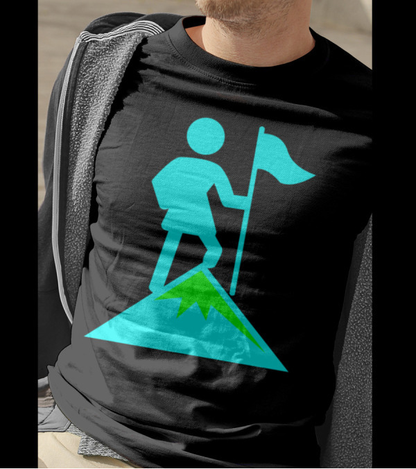 Mountain Flag Victory With Climbers Iconic Pose T-Shirt