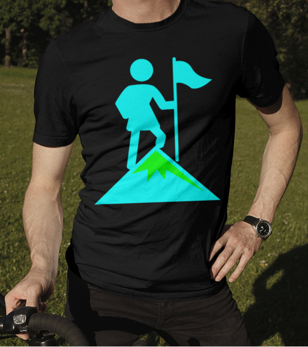 Mountain Flag Victory With Climbers Iconic Pose T-Shirt
