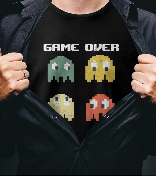 Game Over Vintage 80s Nostalgia Arcade Ghosts T-Shirt